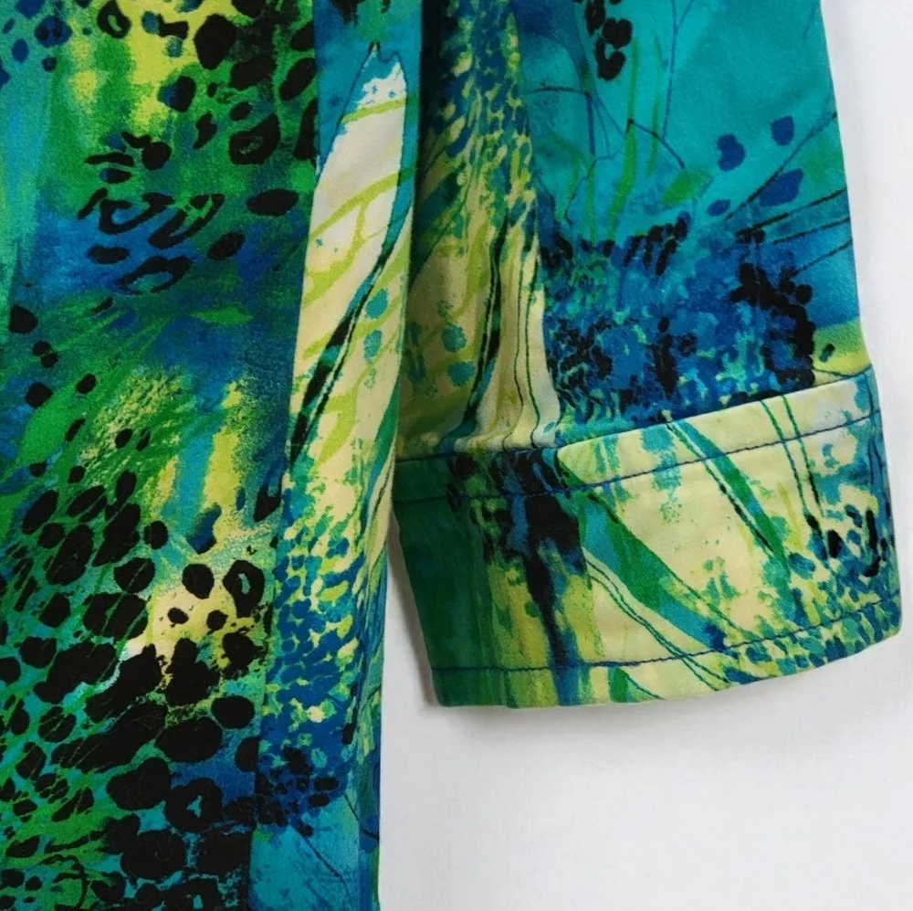 Erin Plus sz 1X Colorful Abstract Floral 3/4 Sleeve Artsy Blazer Jacket